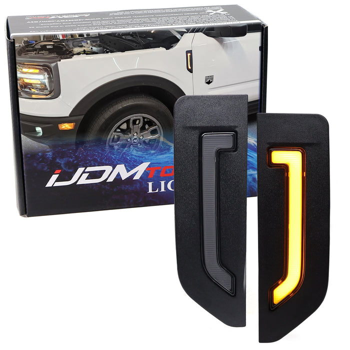 Amber Full LED Illuminated Fender Emblem Replace Light Kit For 21+ Bronco Sport