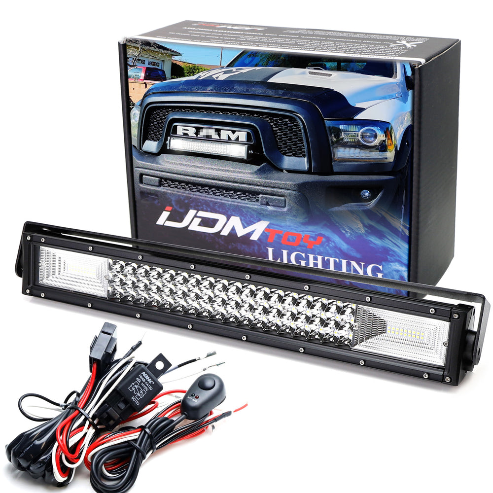Grille Mount 21" LED Light Bar Kit w/Brackets + Relay For 2015-18 RAM 1500 Rebel