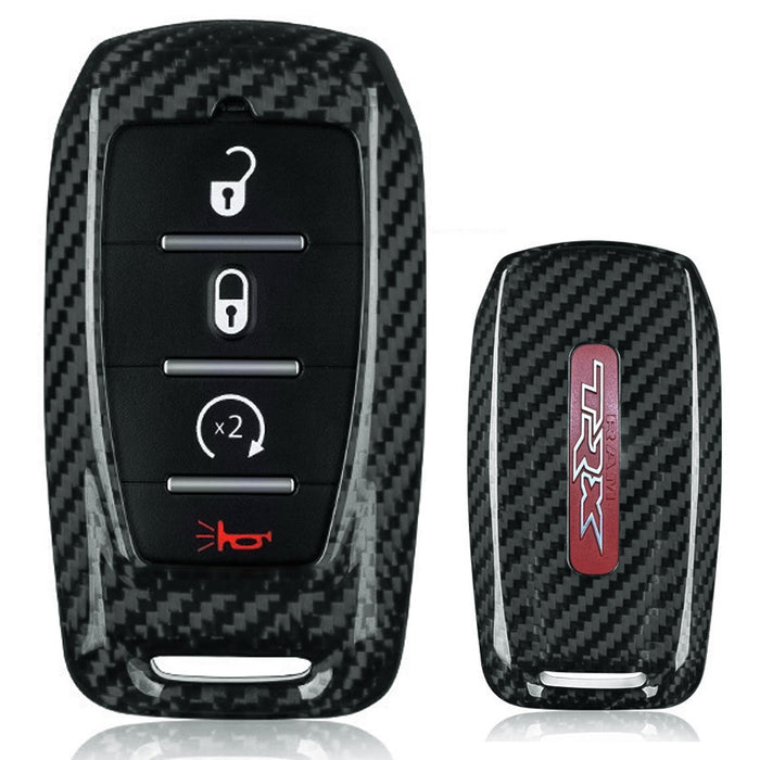 Gloss Black Genuine Carbon Fiber Key Fob Cover For 19-up RAM 1500 TRX 2500 3500