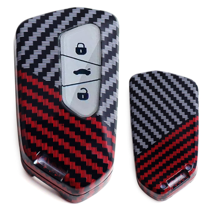 Black/Red Carbon Fiber Finish Plastic Key Fob Case Shell For VW MK8 Golf GTI ID4