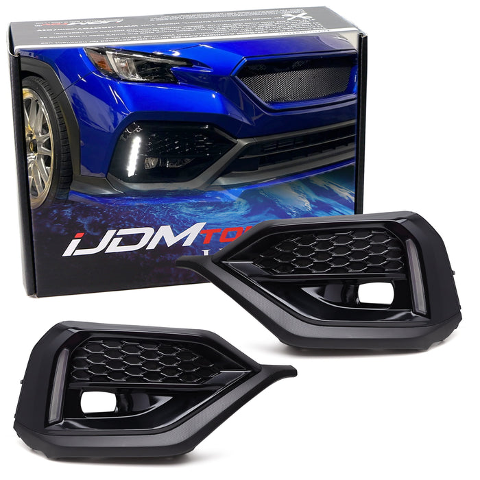 Japan Spec White/Amber Switchback Sequential LED DRL Fog Bezels For 22-up WRX VB