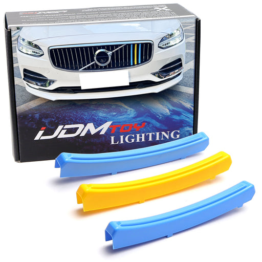 Sweden Flag Color Grille Decoration Insert Trims For 2017-2020 Pre-LCI Volvo S90