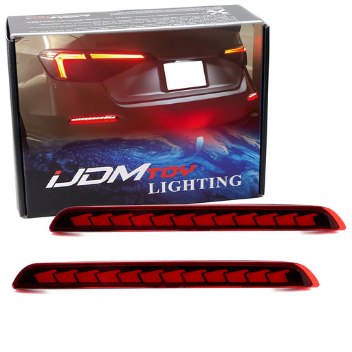 Full LED Bumper Reflector Brake/Sequential Signal Light For Honda 22+ Civic 4Dr