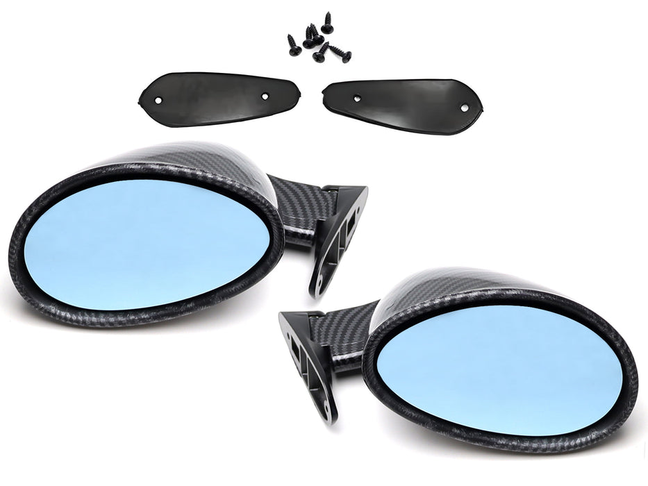 Carbon Fiber Blue Tint Glass California Claasic Retro Style Rearview Side Mirror