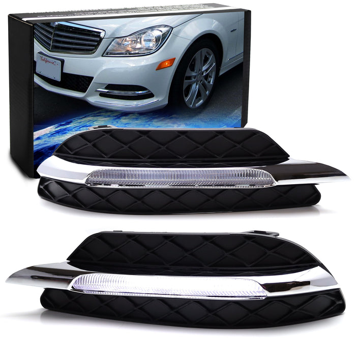 OE-Spec LED Daylight Kit w/ Bezels For 2011-14 Mercedes C-Class Standard Bumper