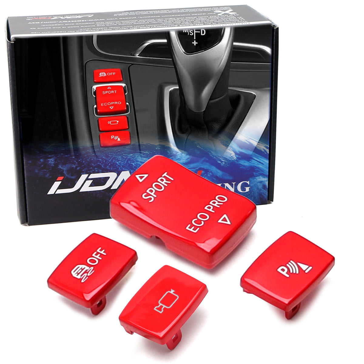 4pc M-Sport Red Center Console Button Cap Replacement Set For BMW 1 2 ...