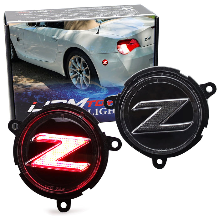 Euro Black-Out Red LED Illuminated Z-Emblem Rear Side Markers For BMW Z4 E85/E86