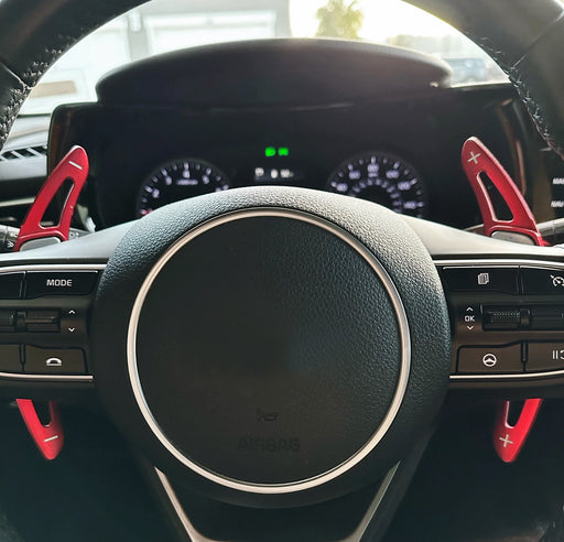 KDM GT Style Red Aluminum Larger Paddle Shifter Extensions For KIA 2021-up K5 K9