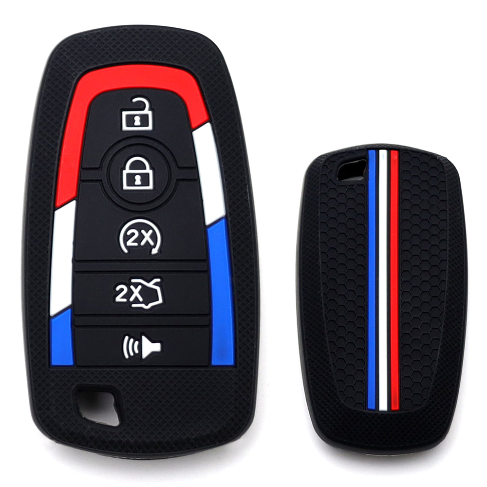 Key Fob w/ Iconic Red/White/Blue US Flag Stripe For Ford Mustang Raptor Bronco