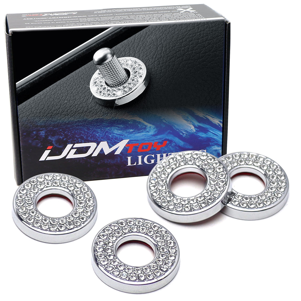 4x Round Crystal Bling Alloy Door Lock Pin Decorative Rings For Mercedes C E GLC
