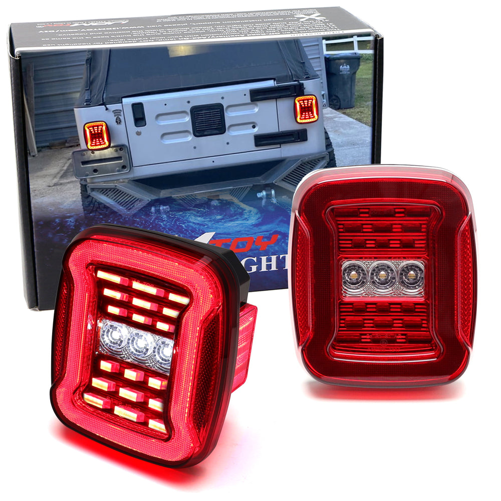JL Style Red Lens Full LED Taillamps For Jeep 76-06 CJ5 CJ7 CJ8 Wrangler YJ TJ