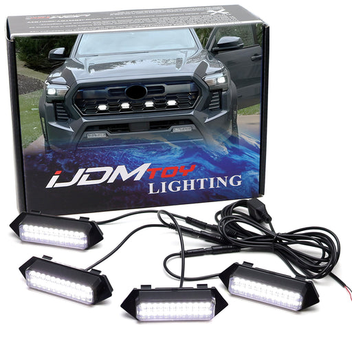 4pc Smoked White Full LED Front Grille Lighting Kit For 24-up Toyota Tacoma TRD