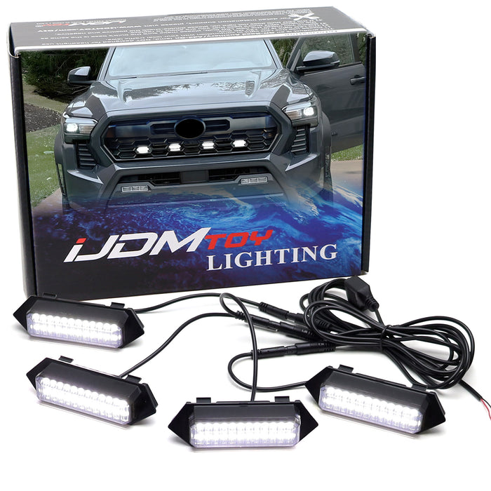 4pc Smoked White Full LED Front Grille Lighting Kit For 24-up Toyota Tacoma TRD