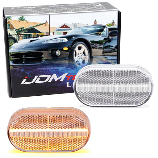 Clear Lens Amber Full LED Front Side Marker Lights For Dodge 92-02 Viper SR I II