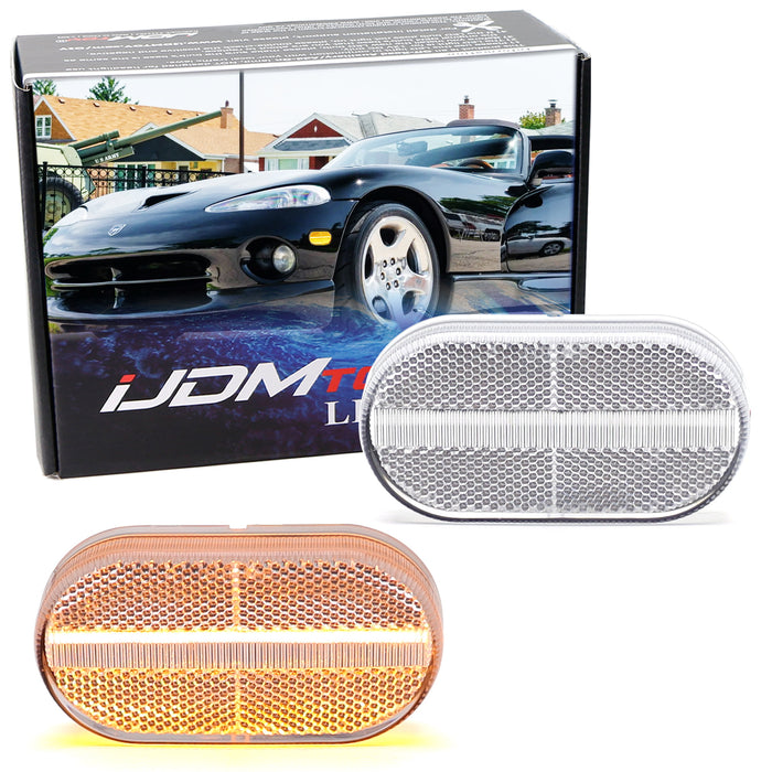 Clear Lens Amber Full LED Front Side Marker Lights For Dodge 92-02 Viper SR I II