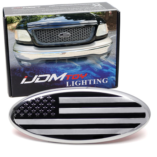 7" Black/Chrome US Flag Grille Emblem Badge For Ford F150 F250 Escape Explorer..