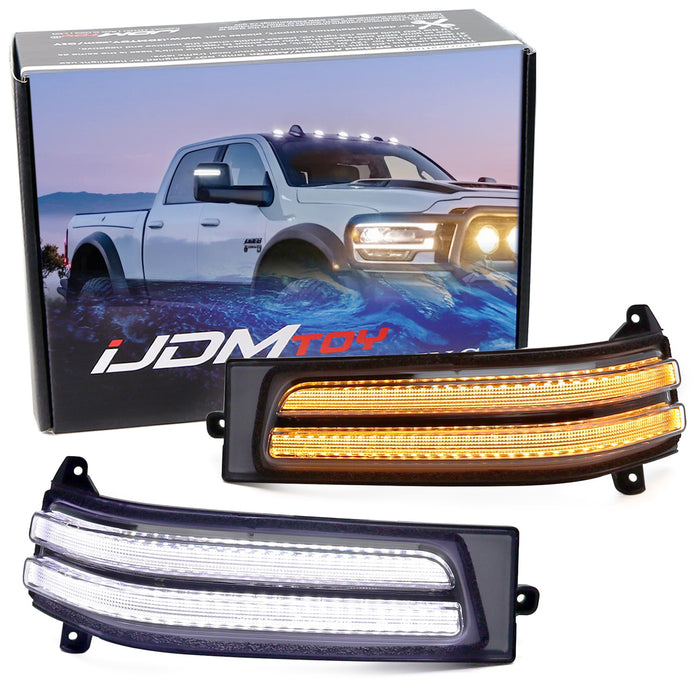 Clear Switchback LED Sequential Blink Side Mirror Lights For 23-up RAM 2500 3500