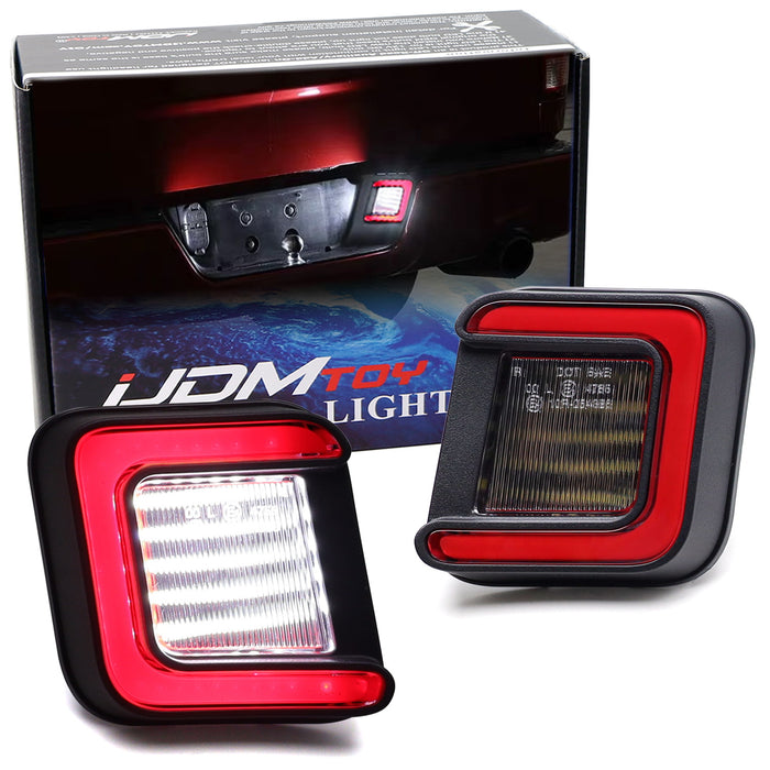 White Full LED License Plate Lights w/ Red Accent C-Ring Trim For 2003-2018 RAM