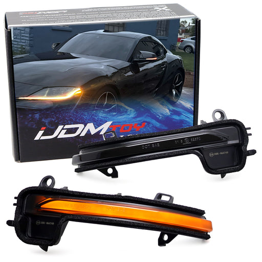 Smoke Full LED Strip Sequential Blink Side Mirror Lights For GR Supra & G29 Z4
