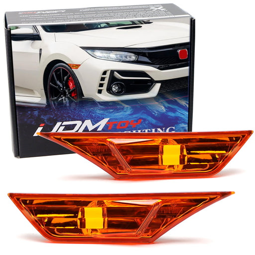 JDM 3D Raised Design Amber Front Side Marker Light Housings For GenX Honda Civic