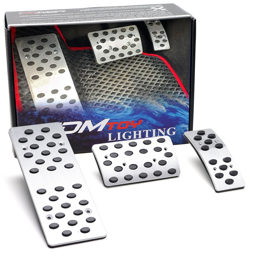 3pc Racing Style Bolt-On Aluminum Pedal Covers Set For Acura/Honda/Subaru, etc