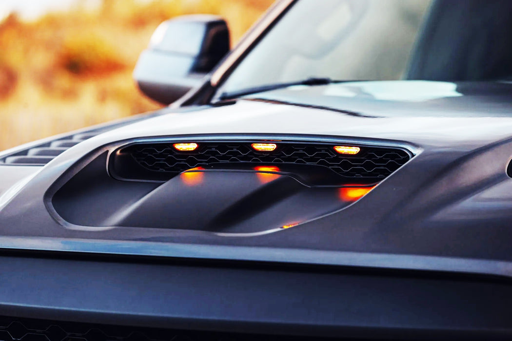 Clear Lens Amber Full LED Hood Scoop Clearance Marker Lights For 21-up RAM TRX