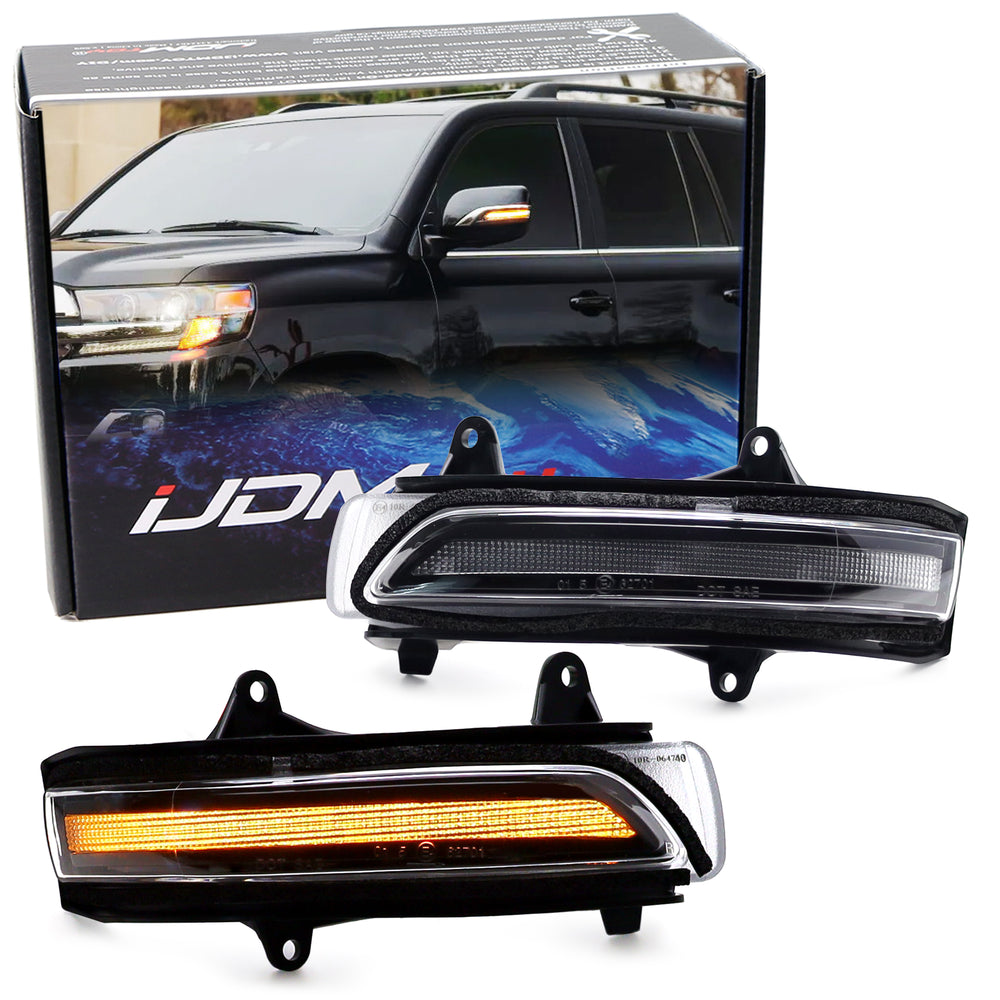 Clear Lens Full LED Sequential Side Mirror Light For Toyota 2013-21 Land Cruiser