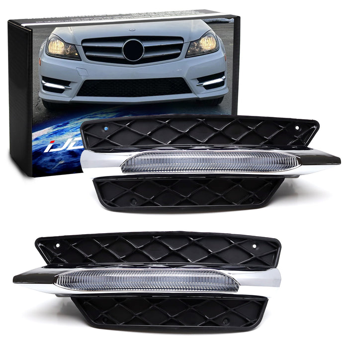 OE-Spec LED Daylight Kit w/ Bezels For 2011-2014 Mercedes C-Class Sports Bumper