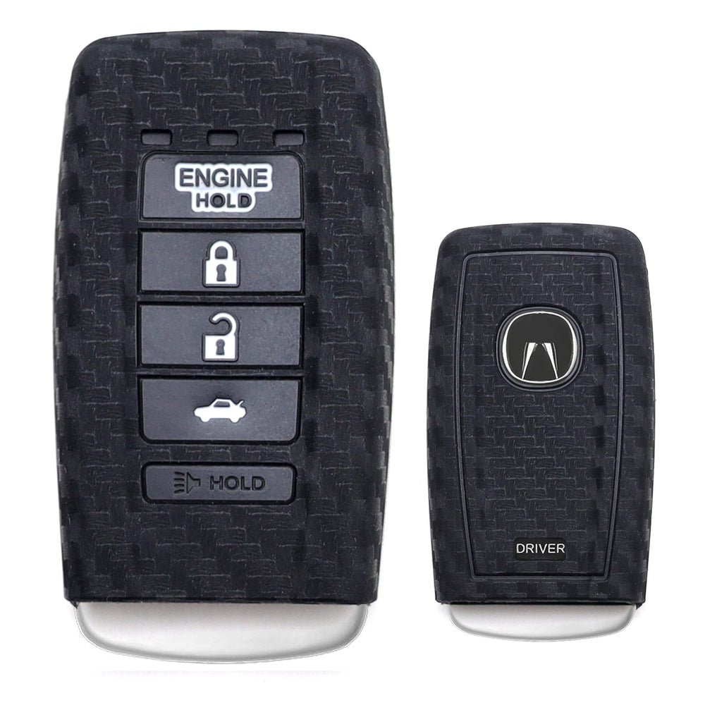 Carbon Fiber Pattern Silicone Key Cover For Acura MDX RDX ZDX 5-Button Smart Key