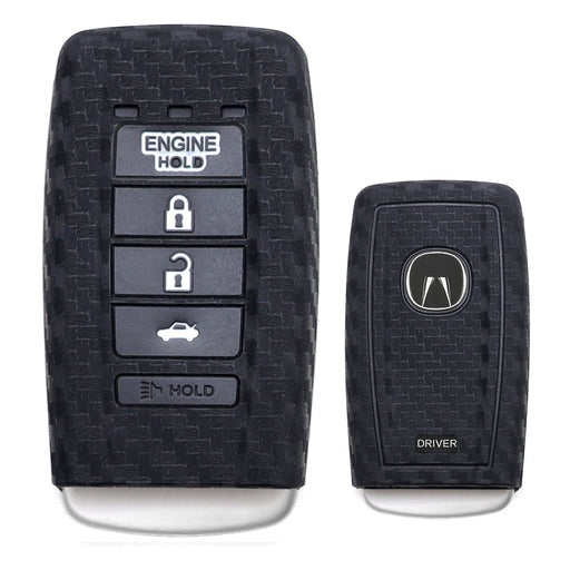 Carbon Fiber Pattern Silicone Key Cover For Acura MDX RDX ZDX 5-Button Smart Key