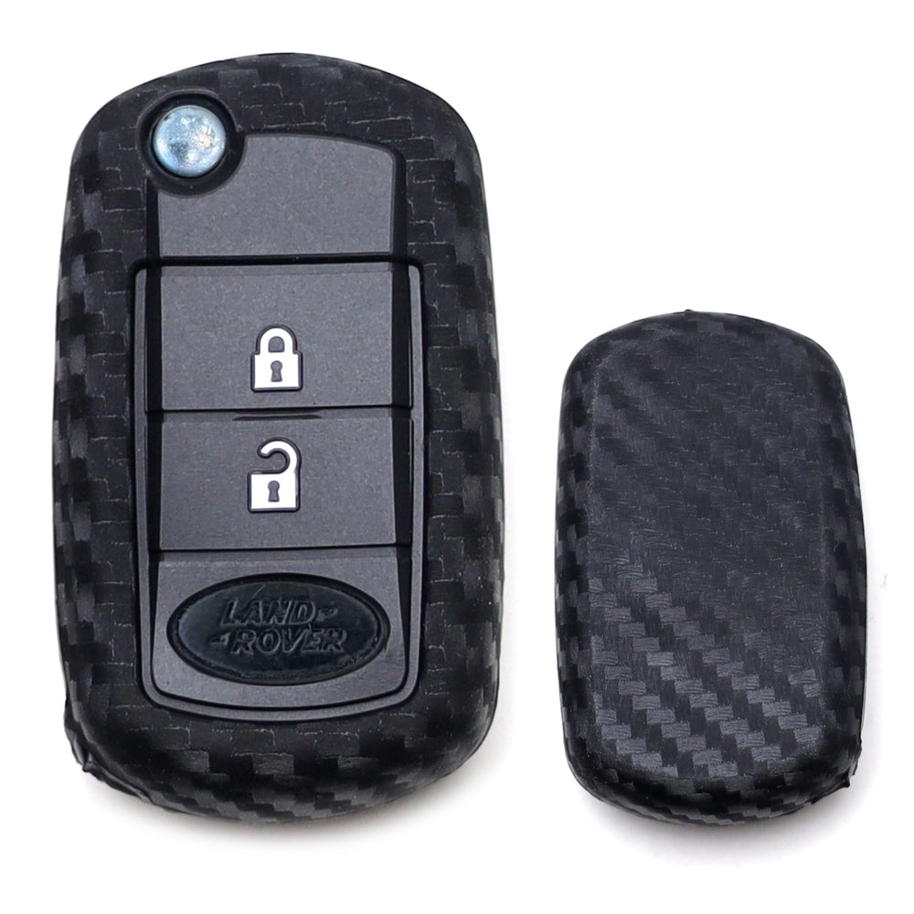 Carbon Fiber Silicone Key Cover For Land Rover LR3 Range Rover Flip Blade Key