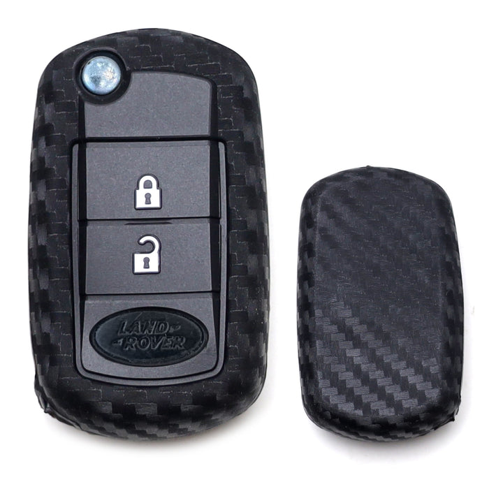 Carbon Fiber Silicone Key Cover For Land Rover LR3 Range Rover Flip Blade Key
