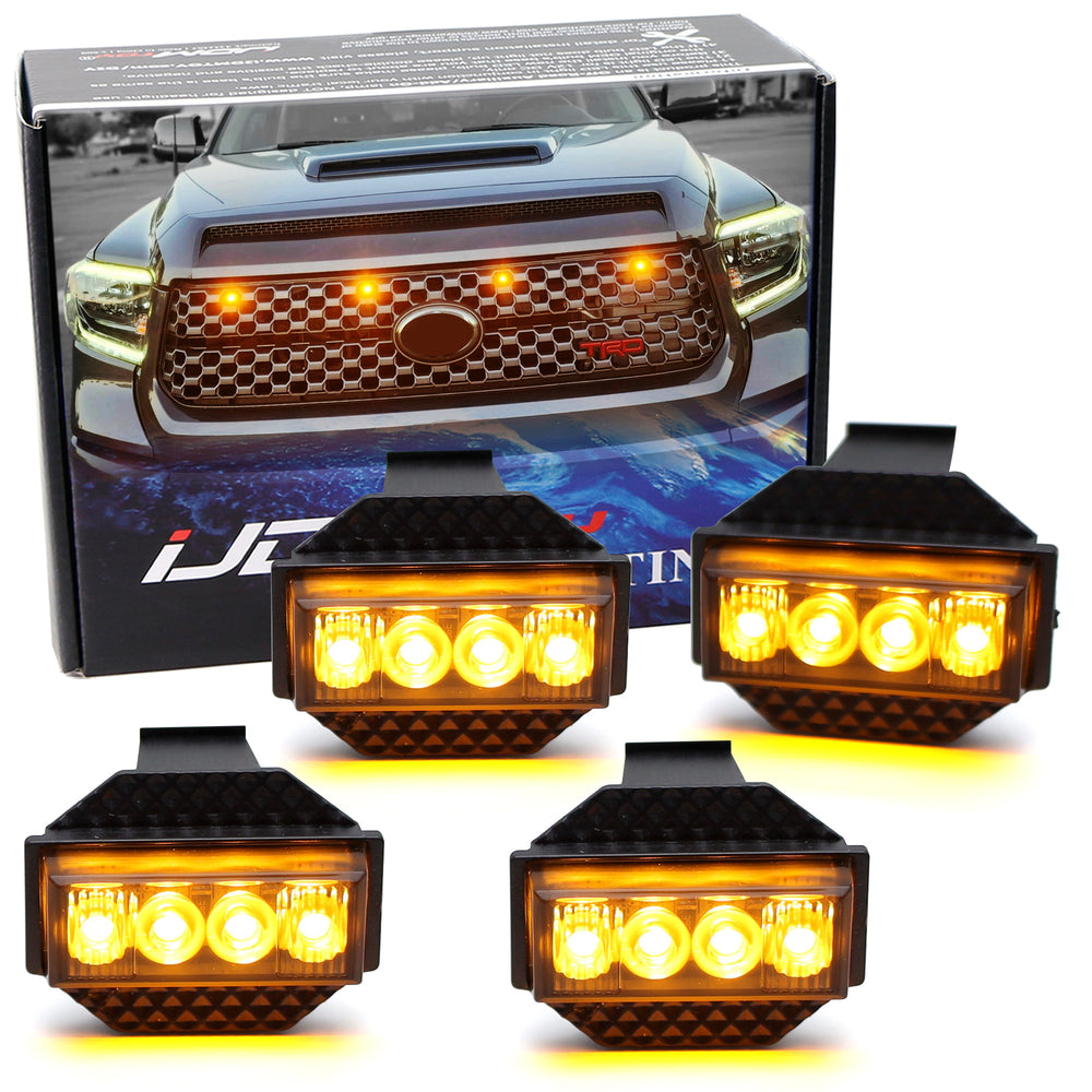 4pc Smoke Lens White LED Raptor Lighting For Toyota 18-21 Tundra w/ Comb Grille