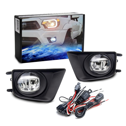 OEM-Spec White 15W LED Fog Light Kit w/Bezels Relay For Toyota 2012-2015 Tacoma