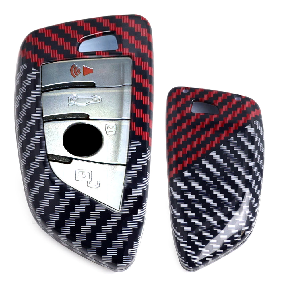 Black/Red Carbon Pattern Hard Key Cover For BMW X1 X5 X6 5 7 Series Toyota Supra
