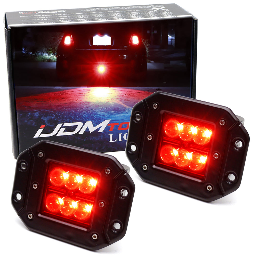 Red Lens 3-Inch Flush Mount 24W High Power LED Pod Lights For Jeep Truck SUV ATV