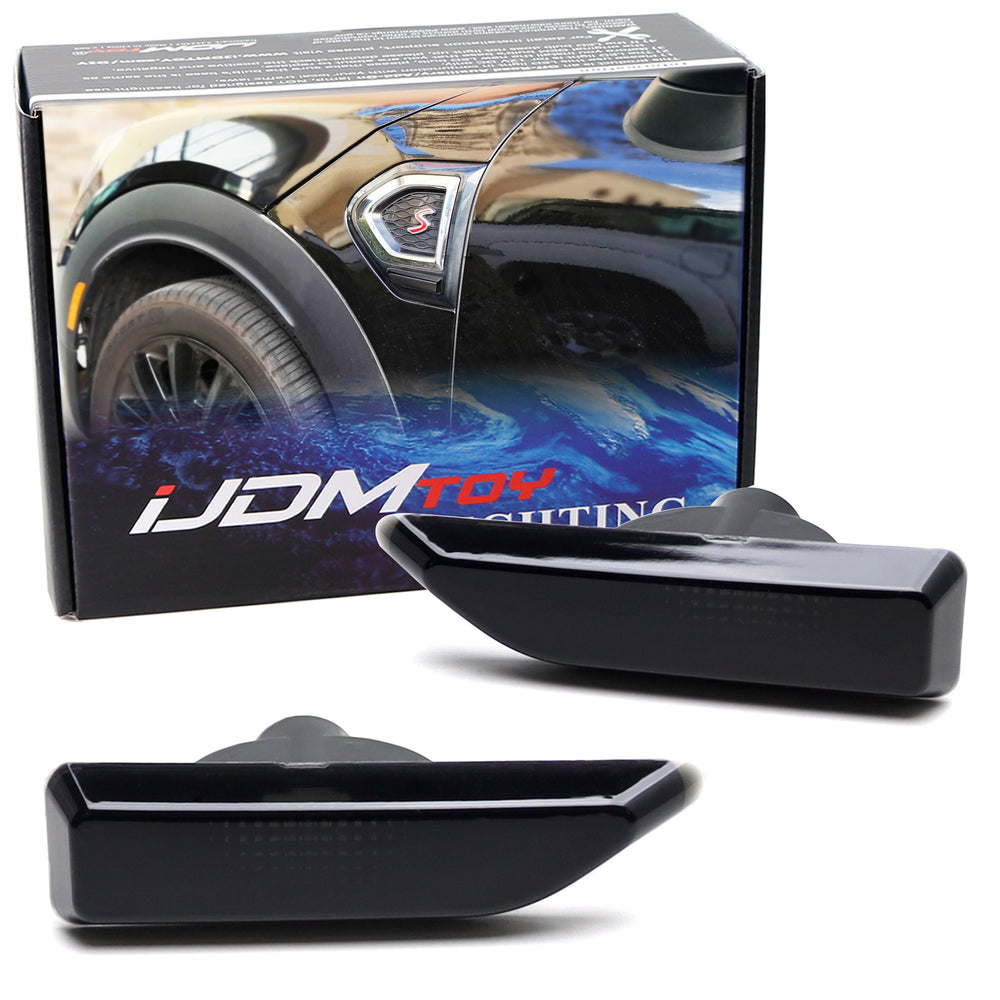 Smoked Lens Front Fender Side Marker Lamps For 17-24 MINI Cooper F60 Countryman