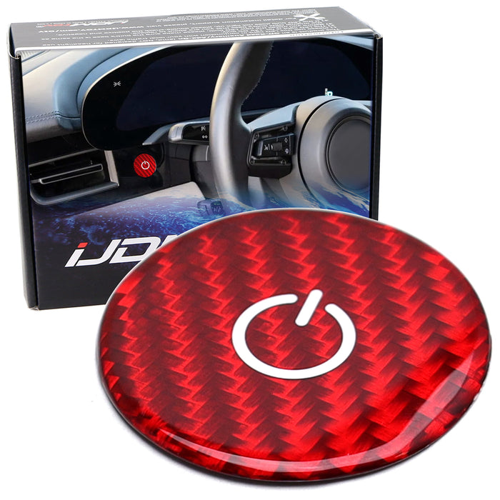 Sports Red Real Carbon Fiber Engine Start Stop Button Cover For Porsche Taycan