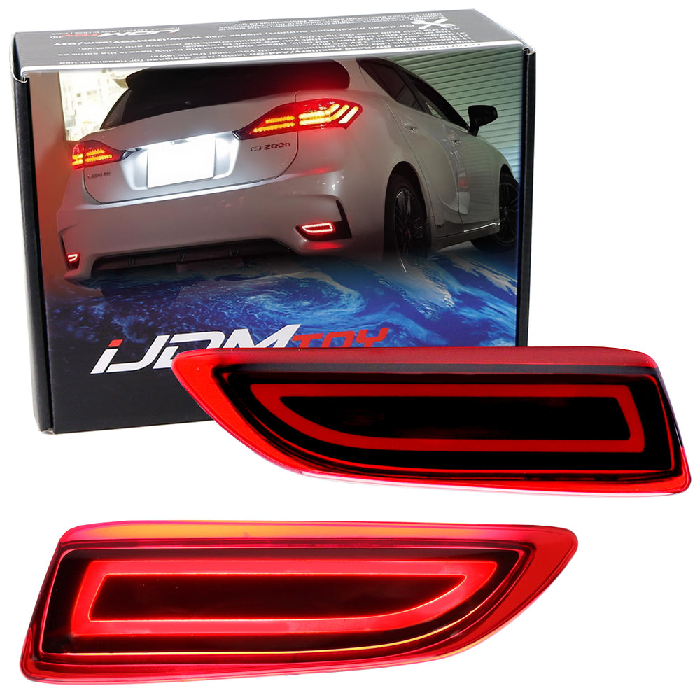 Red Lens Full LED Rear Bumper Reflectors For Lexus CT200h as Tail/Brake/Signals