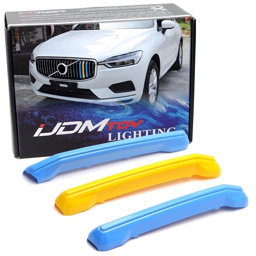 Sweden Flag Color Grille Decoration Insert Trims For 2018-21 Pre-LCI Volvo XC60