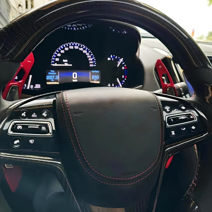 Sports Red Aluminum Larger Steering Wheel Paddle Shift For Cadillac ATS CT6 XT5