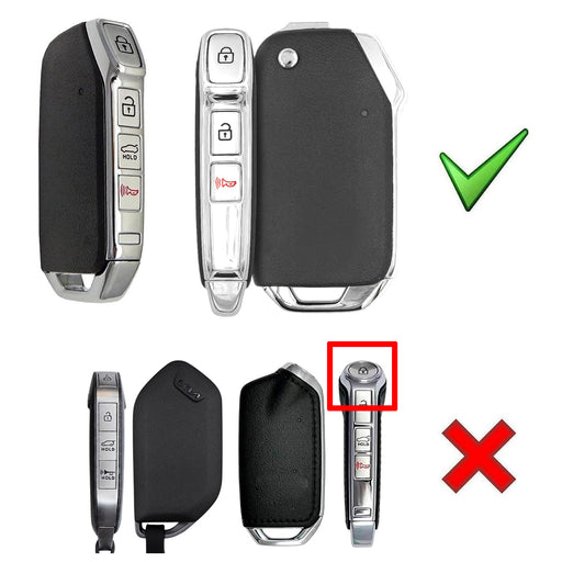 Black/Red "Carbon" Pattern Hard Key Case Shell For Kia Side Button Smart Key Fob