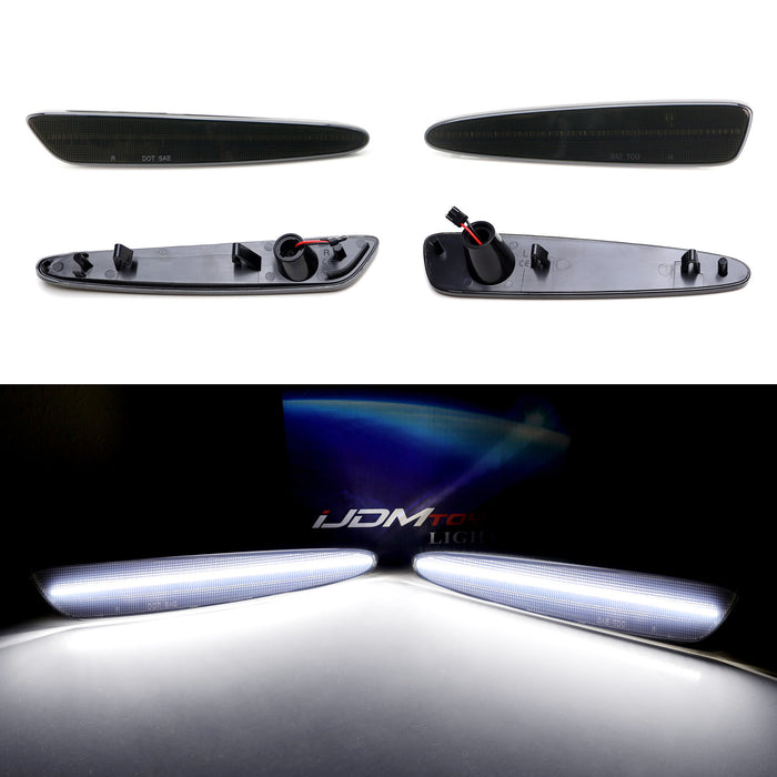 Smoked Lens White Full LED Front & Rear Side Markers For 05-13 Chevy Corvette C6