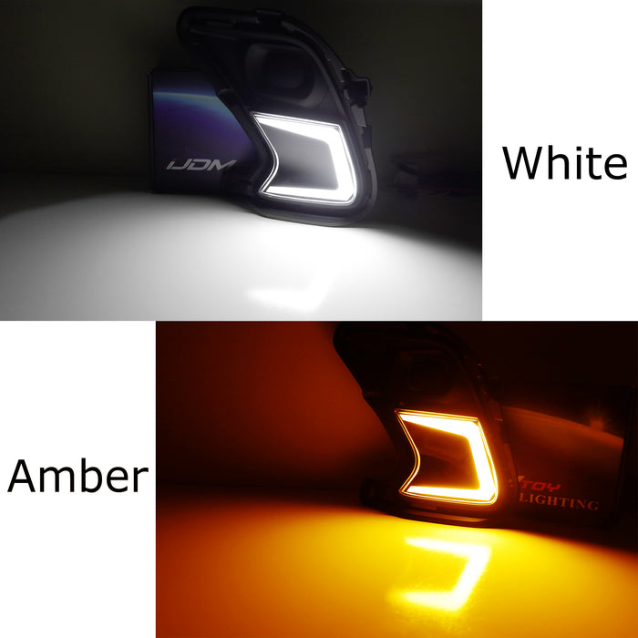 Fog Bezel Replace White/Amber Switchback LED DRL Kit For Toyota Grand Highlander