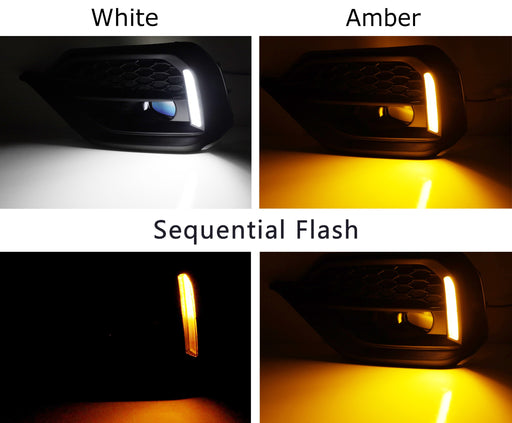 Japan Spec White/Amber Switchback Sequential LED DRL Fog Bezels For 22-up WRX VB