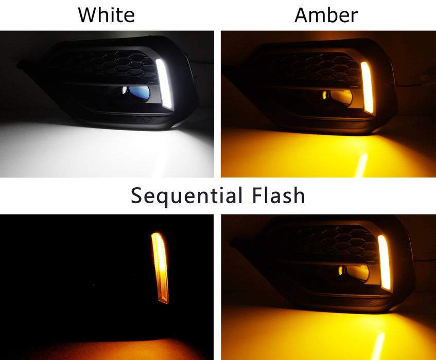 Japan Spec White/Amber Switchback Sequential LED DRL Fog Bezels For 22-up WRX VB