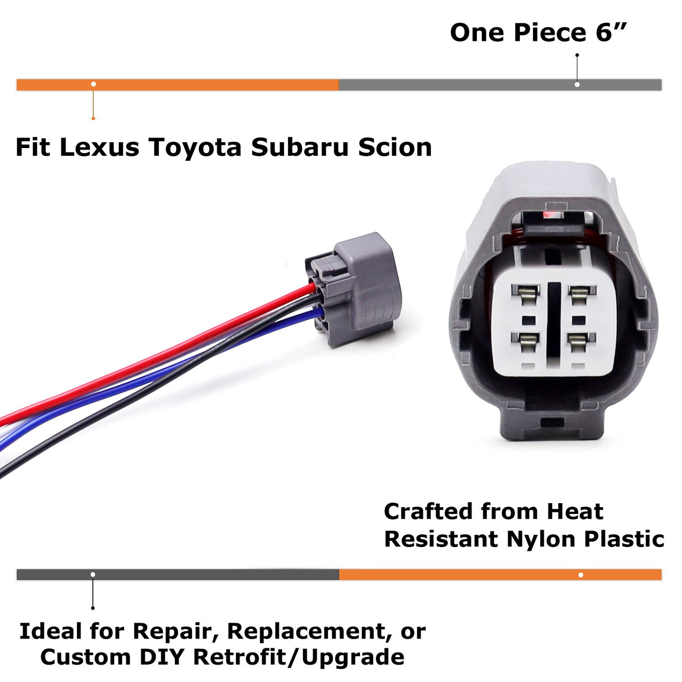 O2 Sensor Connector Cap 4-Way Female O2 Oxygen Sensor Connector w/ 6