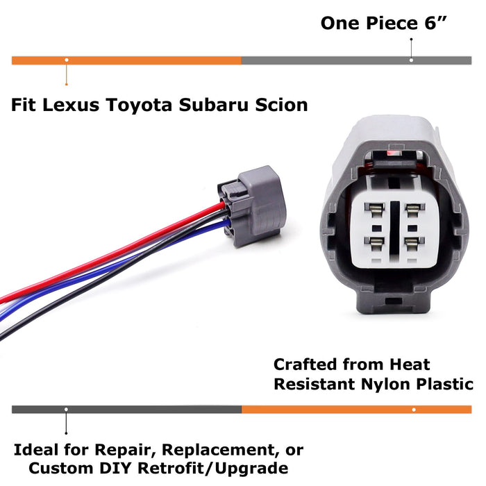 4-Way Female O2 Oxygen Sensor Connector w/ 6" Pigtail For Toyota Lexus Subaru