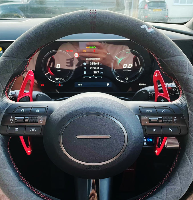 Red Aluminum Larger Paddle Shifter Extensions For Hyundai 24+ Sonata Tucson Kona