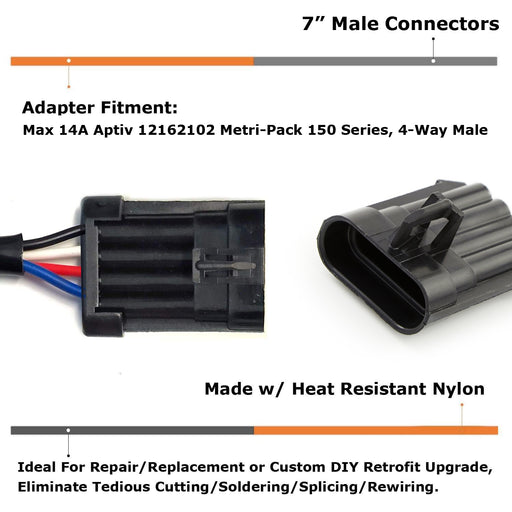 Pair 12162102 Metri-Pack 150 Series 4-Way Male Connector Pigtail Harness 14A Max